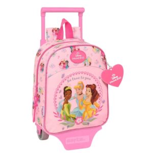 Safta Princesas Disney Mochila con Carro - Tarjeta ID - Asa Superior - Mochila Extraible - Resistente a Materiales - 6L - 220x100x270mm - Color Rosa
