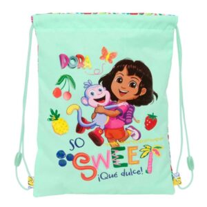 Safta Dora Saco Plano - Bolsillo con Cremallera - Cierre con Cordones - 3L - 260x10x340mm - Color Menta