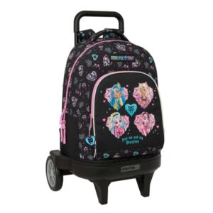 Safta Monster High Mochila con Carro - Extraible - Bolsillo Frontal - Portabotellas - Hombreras Acolchadas - Asa Acolchada - Tarjeta ID - Ruedas Antivibracion - 33L - 330x220x450mm - Color Negro