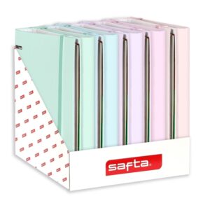 Safta Expositor con 8 Carpetas con 4 Anillas de 35mm - Recambio de 100 Hojas por Carpeta - 290x340x340mm - Colores Surtidos
