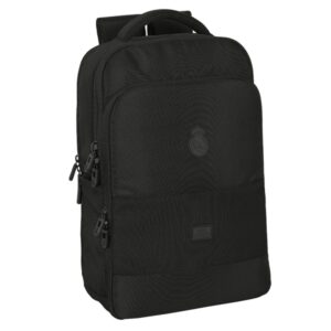 Safta Real Madrid Premium Mochila para Portatil hasta 15.6" - Conector USB - Hombreras Acolchadas - Portabotellas - Organizador - Cremalleras Dobles - 19.15L - 290x150x440mm - Color Negro