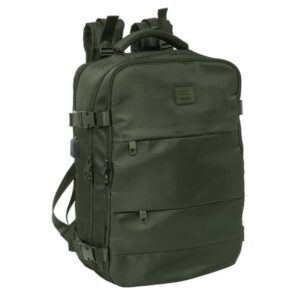 Safta Mochila de Cabina - Bolsillo para Portatil hasta 15.6" - Portabotellas - USB - Zapatillero - Cinta para Maleta - Interior Acolchado - 23.1L - 290x190x440mm - Color Verde Oscuro
