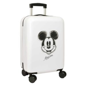 Safta Mickey Mouse Baby Maleta Trolley de Cabina 20” - 40.1L - Interior Organizado - Cierre con Candado - Ruedas Giratorias - Facil de Transportar - 345x200x550mm - Color Blanco