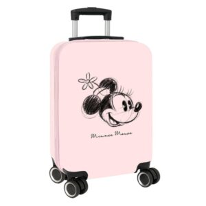 Safta Minnie Mouse Baby Maleta Trolley de Cabina 20” - Cierre con Candado - Cremallera - Cintas Sujetaplanos - Ruedas Giratorias 360° - Asa Ajustable - 40.1L - 345x200x550mm - Color Rosa Pastel