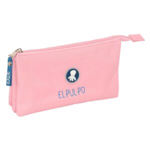 Safta el Pulpo Portatodo - 3 Compartimentos con Cremalleras - Bolsillo Interior - 0.6L - 220x30x120mm - Color Rosa