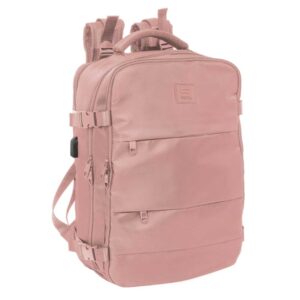 Safta Mochila de Cabina - Bolsillo para Portatil hasta 15.6" - Conector USB - Hombreras Ergonomicas - Zapatillero - Interior Acolchado - 23.1L - 290x190x440mm - Color Rosa