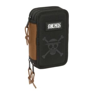 Safta One Piece Plumier de 3 Pisos - 37 Piezas - 1.3L - Goma - Lapiz - Boligrafos - Sacapuntas - Reglas - 16 Colores - 14 Rotuladores - 125x55x195mm - Color Negro