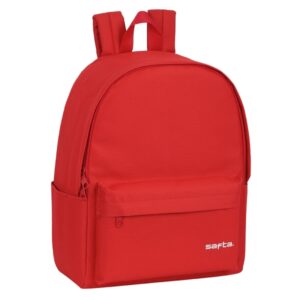 Safta Mochila para Portatil hasta 14.1" - 19.85L - Hombreras Acolchadas - Base Acolchada - Tirador Doble - Asa Superior - Bolsillo Frontal - Bolsillos Laterales - 310x160x400mm - Color Rojo