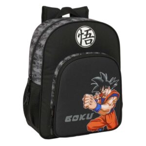 Safta Dragon Ball Mochila - Adaptable a Carro - Portabotellas - Doble Tirador en Cremallera - Hombreras Acolchadas y Ergonomicas - Asa de Mano Superior - 15L - 320x120x380mm - Color Negro