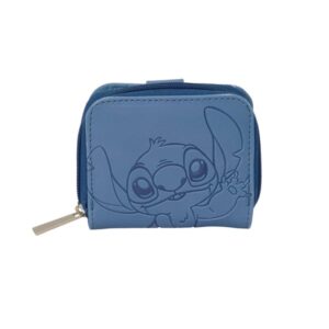 Safta Stitch Blue Monedero con Billetera - Cierre con Iman - Compartimento con Cremallera - 0.10L - 110x20x95mm - Color Azul