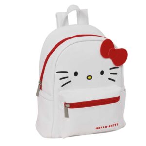 Safta Hello Kitty Mini Mochila - Bolsillo Frontal - Interior Forrado - Hombreras Ajustables - Asa Superior Comoda - Bolsillo Lateral - 240x120x280mm - Color Blanco