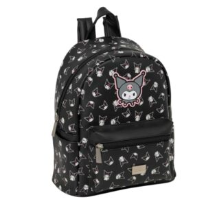 Safta Kuromi Mini Mochila - Bolsillo Frontal - Cremalleras con Doble Tirador - Bolsillo Lateral - Interior Forrado - Hombreras Ajustables - Asa Superior Comoda - 240x120x280mm - Color Negro