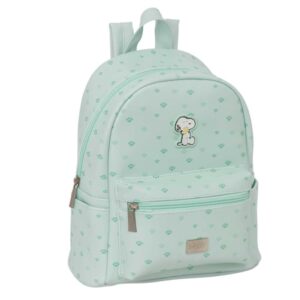 Safta Snoopy Mini Mochila - Bolsillo Frontal - Cremalleras con Doble Tirador - Bolsillo Lateral - Interior Forrado - Hombreras Ajustables - Asa Superior. - 240x120x280mm - Color Menta