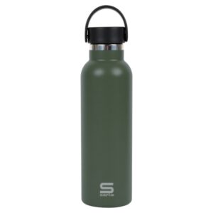 Safta Botella Termo de 600ml - Acero Inoxidable - Base de Silicona Antideslizante - Asa Superior - Color Verde
