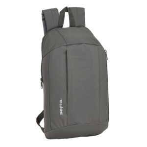 Safta Mini Mochila - Hombreras Acolchadas - Cremallera - Asa Superior - 8.5L - Bolsillo Frontal - Uso Diario - Ajustables - 220x100x390mm - Color Gris