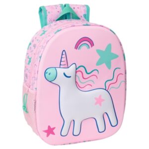 Safta Unicornio Mochila 3D - Portabotellas - Hombreras Acolchadas - Asa Superior - Duradero - Practico - Color Rosa