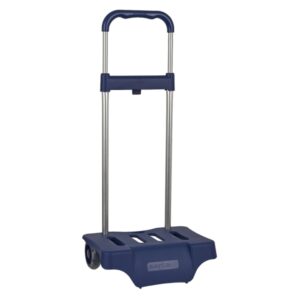 Safta Carro Portamochilas - Ruedas Silenciosas - Alta Capacidad - Facil Apertura - Resistente Estructura - Compacto Cerrado - 300x230x525mm - Color Azul Marino