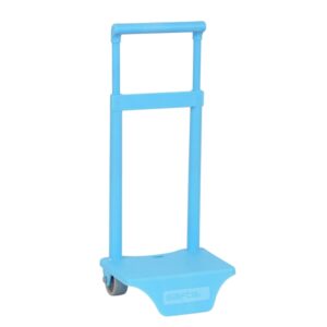 Safta Carro Portamochilas - Sujecion Universal - Material Polipropileno Resistente - Ruedas de PVC - 18x16x35cm - Color Azul Claro