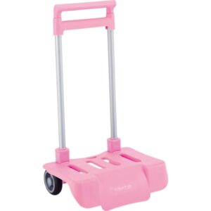 Safta Carro Portamochilas - Sistema Antiplegado y Antivuelco - Ruedas Antivibracion y Silenciosas - Sujecion Universal - 32x16x44cm - Color Rosa