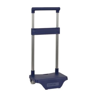 Safta Carro Portamochilas - Sujecion Universal - Material Resistente - Ruedas de PVC - 26x10x34cm - Color Azul Marino