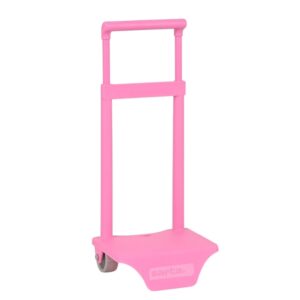 Safta Carro Portamochilas - Sujecion Universal - Material Resistente - Ruedas de PVC - 18x16x35cm - Color Rosa