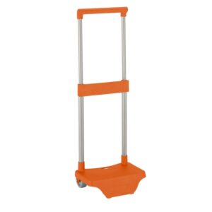 Safta Carro Portamochilas - Sujecion Universal - Material Resistente - Ruedas Silenciosas - 26x10x34cm - Color Naranja