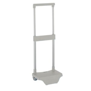 Safta Carro Portamochilas - Sujecion Universal - Material Resistente (Polipropileno) - Estructura de Acero Pintado - Ruedas de PVC Duraderas - 26x10x34cm - Color Gris