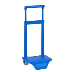 Safta Carro Portamochilas - Sujecion Universal - Material Resistente de Polipropileno - Ruedas de PVC Silenciosas - 18x16x35cm - Color Azul