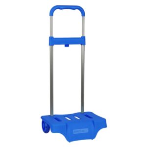 Safta Carro Portamochilas - Ruedas Antivibracion - Sistema de Sujecion Universal - Material Resistente - 30x23x85cm - Color Azul
