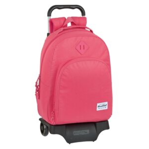 Safta Blackfit8 Fresa Mochila con Carro - Bolsillo Frontal - Doble Tirador en Cremallera - Hombreras Ergonomicas - Asa Forrada - Mochila Extraible - Ruedas de Goma - 320x150x420mm - Color Rosa