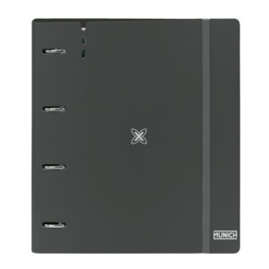 Safta Munich Lagoon Carpeta con 4 Anillas 35mm - Tapas de PP Foam - Recambio 100 Hojas - Cuadriculas 5x5mm - Cierre Elastico - Incluye Separadores - 270x40x320mm - Color Gris