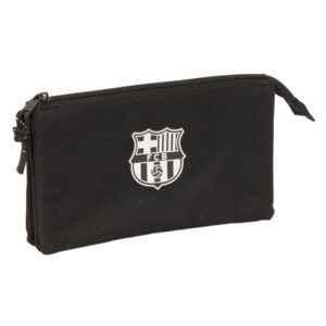 Safta F.C.Barcelona Chica Portatodo - 3 Compartimentos con Cremalleras - 0.6L - Bolsillo Interior - 220x30x120mm - Color Negro