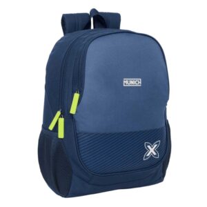 Safta Munich Blue Indigo Mochila Adaptable a Carro - Portabotellas - Dos Compartimentos - Cremalleras Dobles - Hombreras Acolchadas - Asa Superior - 23L - 320x160x440mm - Color Azul Marino