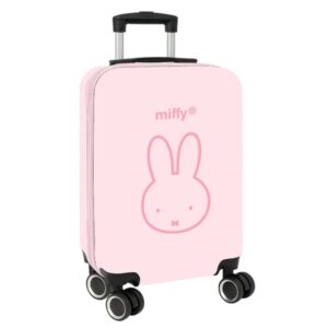 Safta Miffy Flores Maleta Trolley de Cabina 20” - Cierre con Candado - Interior Forrado - Cremallera - Cintas Elasticas - Ruedas Giratorias - Ajustable - 345x200x550mm - Color Rosa