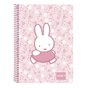 Safta Miffy Flores Bloc de Notas - Espiral - Estampado Divertido - 135x19x179mm - Color Rosa