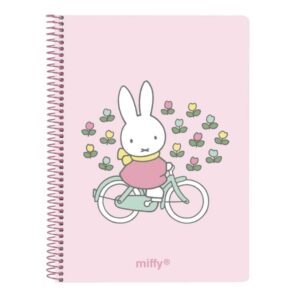 Safta Miffy Flores Cuaderno Espiral - Formato A6 - 120 Hojas - 118x146mm - Color Rosa