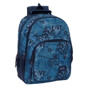 Safta New Edition Mochila con 2 Compartimentos - Antirozaduras - Adaptable a Carro - Bolsillo Frontal - Portabotellas - Tirador Doble - Hombreras Ergonomicas - 20L - 320x150x420mm - Color Azul