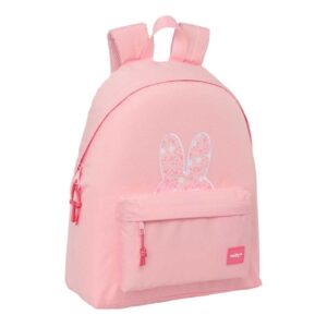 Safta Miffy Flores Mochila - Bolsillo Frontal - Hombreras Acolchadas - Espalda Acolchada - Doble Tirador - Asa Superior - 20.8L - 330x150x420mm - Color Rosa