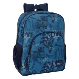 Safta New Edition Mochila - Adaptable a Carro - Bolsillos Laterales - Doble Tirador - Hombreras Acolchadas - Bolsillo Frontal - Asa Superior - 15L - 320x120x380mm - Color Azul
