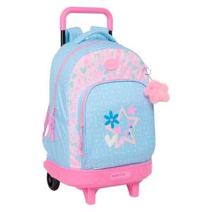 Safta Blackfit8 Smile Mochila con Carro - Extraible - Bolsillo Frontal - Portabotellas - Tirador Doble - Hombreras Acolchadas - Asa Acolchada - Tarjeta ID - 330x220x450mm - Color Azul Claro