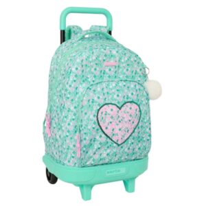 Safta Cuore Mochila con Carro - Extraible - Bolsillo Frontal - Portabotellas - Tirador Doble - Hombreras Acolchadas - Asa Acolchada - Tarjeta ID - Bandeja PVC - 330x220x450mm - Color Turquesa