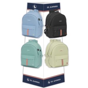 Safta el Ganso Basics Expositor con 8 Ganchos para Mochilas - Carton Reciclado - Ecologico - Mejora Visualizacion de Productos - 420x420x1600mm - Colores Surtidos