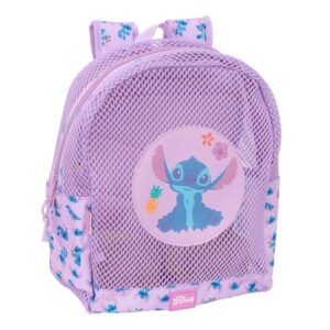 Safta Stitch Mochila - Rejilla Anti-Arena - Doble Tirador - Hombreras Ergonomicas - Asa Superior - 13.15L - 320x120x380mm - Color Violeta