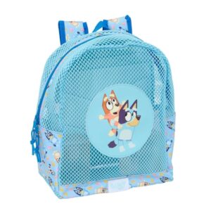 Safta Bluey Mochila - Rejilla Anti-Arena - Doble Tirador - Hombreras Acolchadas - Asa Superior - 13.15L - 320x120x380mm - Color Azul