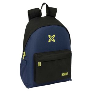 Safta Munich Track Mochila para Portatil hasta 14.1" - Bolsillo Frontal - Portabotellas - Tirador Doble - Hombreras Ergonomicas - Asa Superior - 310x130x430mm - Color Azul Marino