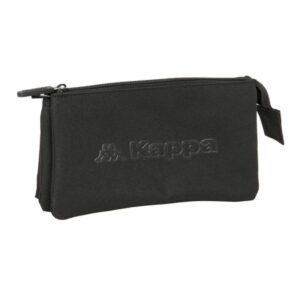 Safta Kappa Basics Portatodo - 3 Compartimentos con Cremalleras - Bolsillo Interior - 0.6L - 220x30x120mm - Color Negro
