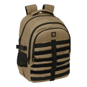 Safta Mochila para Portatil hasta 15.6" - Cremalleras Bidireccionales - Antirrobo - Cinta para Maleta - Cintas Ajustables - 23.46L - 340x150x460mm - Color Arena
