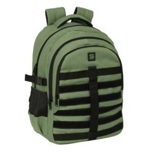 Safta Mochila para Portatil hasta 15.6" - Cremalleras Bidireccionales - Antirrobo - Hombreras Ergonomicas - Cinta para Maleta - Cintas Ajustables - 23.46L - 340x150x460mm - Color Verde