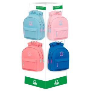 Safta Benetton Basicos Expositor con 8 Ganchos para Mochilas - Carton Reciclado - Estructura Robusta - Compacto y Espacioso - Moderno y Responsable - 420x420x1600mm - Colores Surtidos