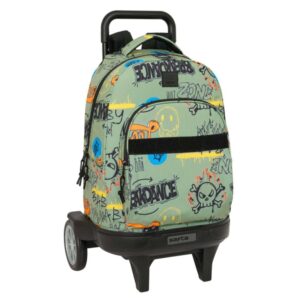 Safta Graffiti Zone Mochila con Carro - Bolsillo Frontal - Ruedas Antivibracion - Asa Acolchada - Sistema de Bloqueo - 33L - 330x220x450mm - Color Verde